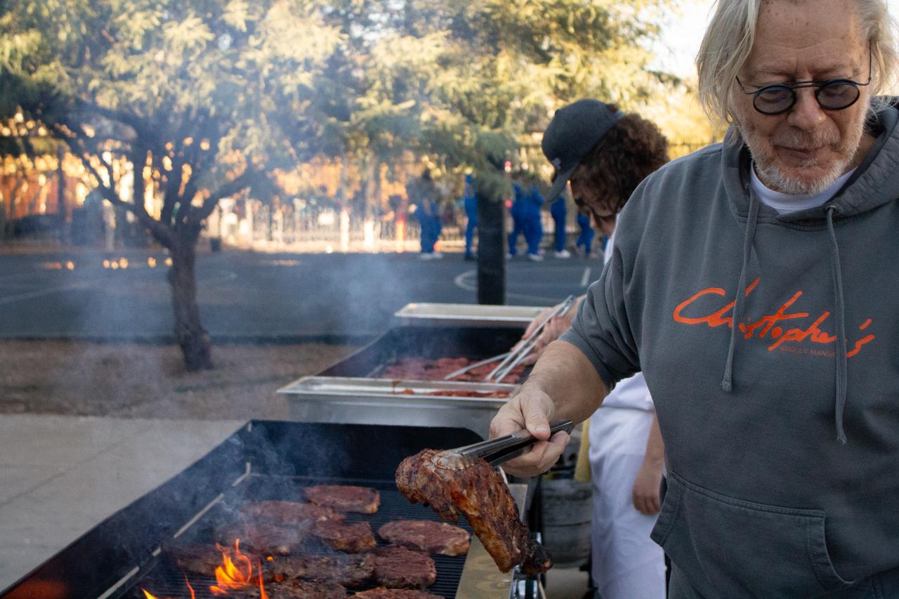 Chef grilling